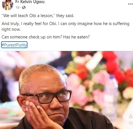 Why I feel for Peter Obi - Reverend Father