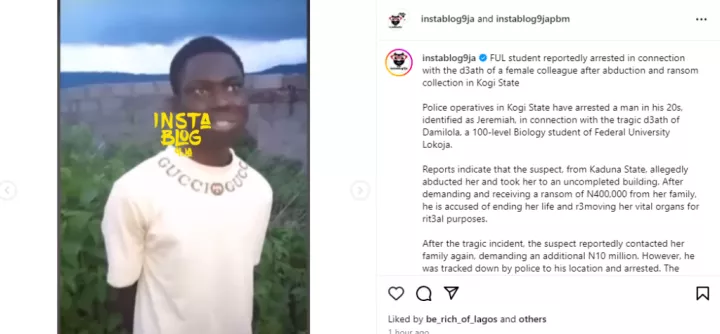 FUL student reportedly arrested in connection to death of colleague in Kogi State