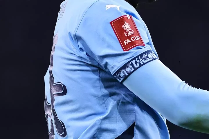 Manchester City's unique FA Cup sleeve patch. Image: Getty