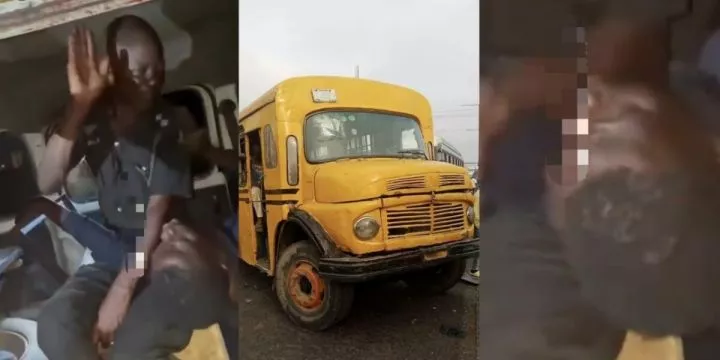 Bus driver reportedly blinded in accident after police officer drags steering wheel over ₦200