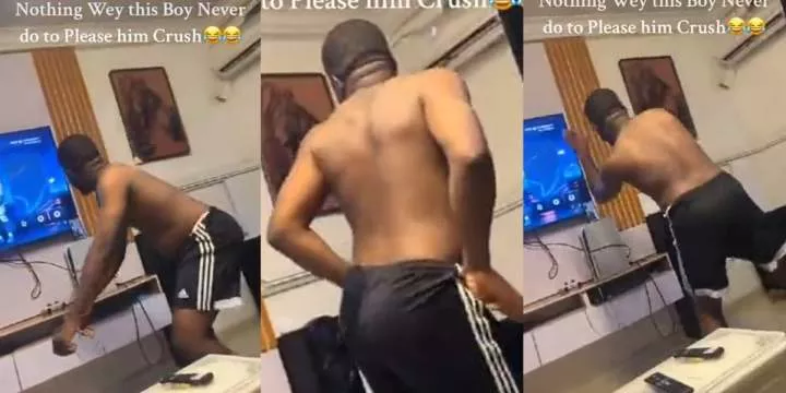 "A finished man" - Nigerian man dances shirtless, displays twerking skills to impress crush on Live video call