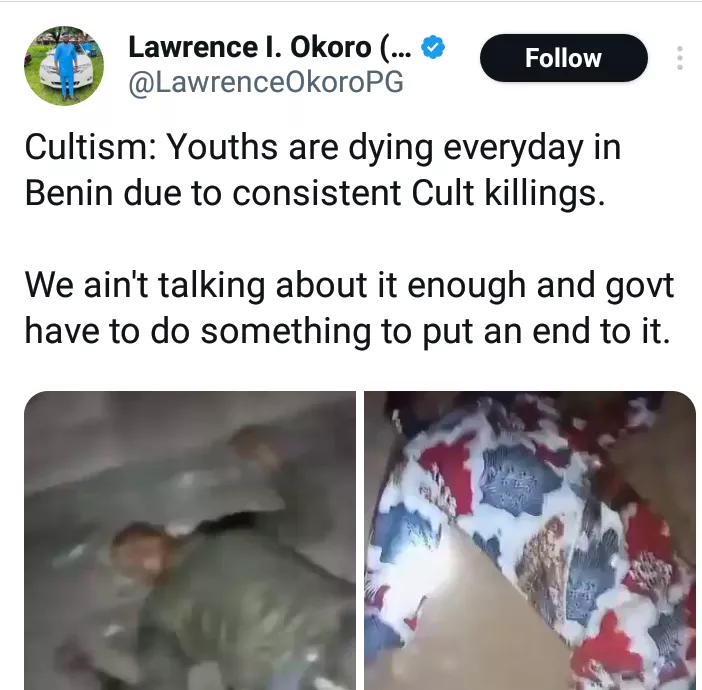 Youths are dying everyday in Benin - Man says as he shares video of two men killed in renewed cult war in Edo