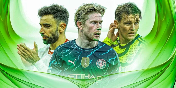 Bruno Fernandes, Kevin De Bruyne, Martin Odegaard.