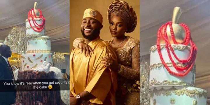 Davido's wedding cake gets security guard