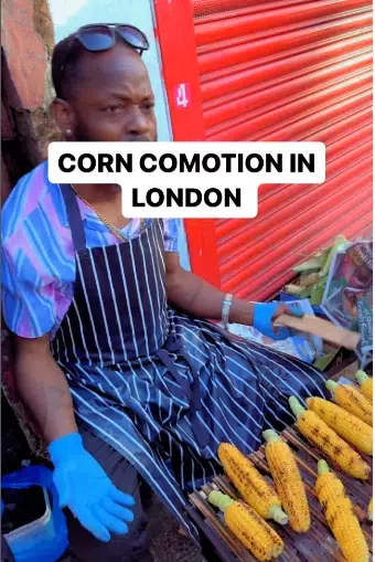 Reactions as customers struggle, fight to purchase roasted corn from Nigerian corn seller in UK