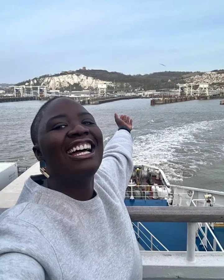 'I've entered France' - Lady driving car from London to Lagos ferries across English waters