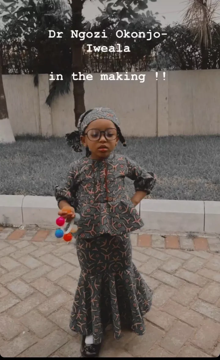 Little girl dresses like Ngozi Okonjo-Iweala to school, she reacts