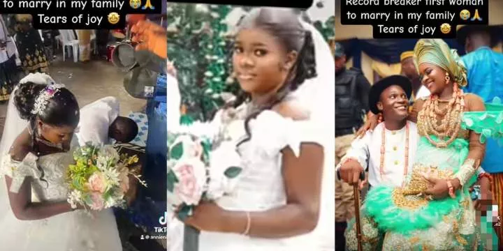 Nigerian lady breaks record, becomes first woman in her family to get married