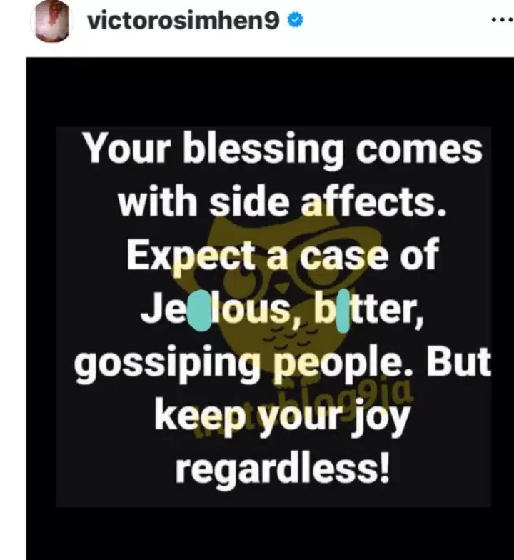 Victor Osimhen shares cryptic message days after Mr Jollof called him out