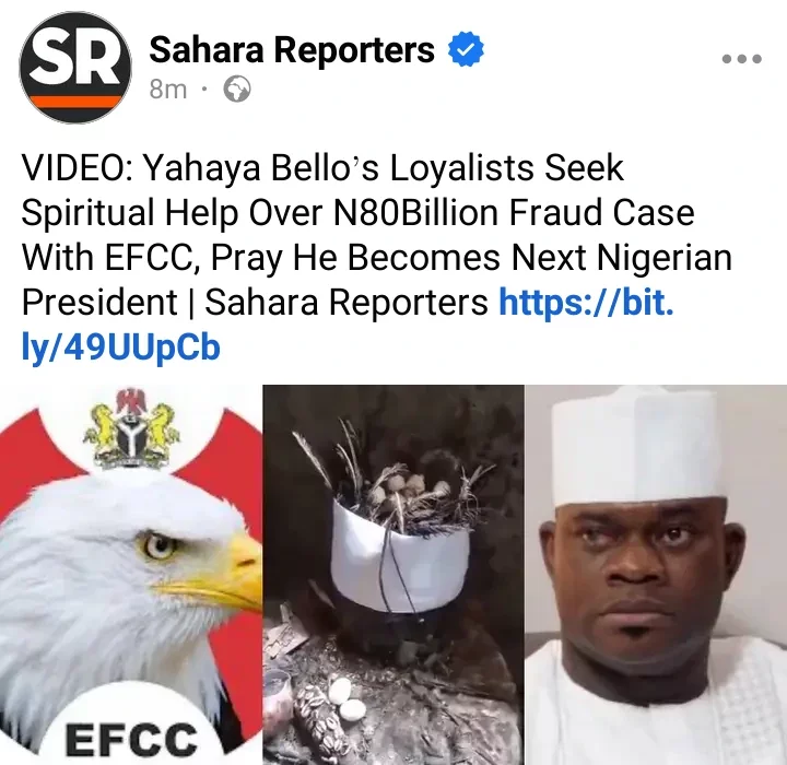 Today's Headline:Yahaya Bello's loyalists seek spiritual help over N80Billion fraud case with EFCC