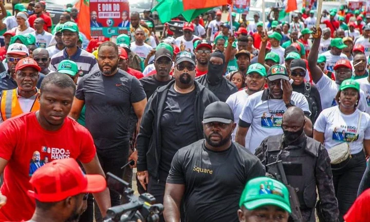 Edo 2024: Massive crowd in Benin as Labour Party's guber candidate stages fitness walk