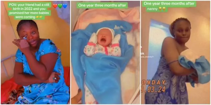 Woman who cried bitterly after having stillbirth overjoyed as she delivers baby barely 2 years later