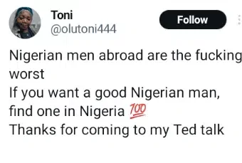 Canada-based Nigerian woman shares her relationship experiences with Nigerian men abroad and those in Nigeria