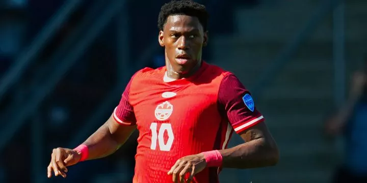 Canada striker Jonathan David in action