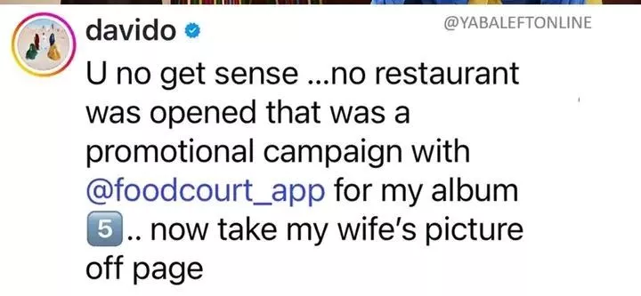 Davido fires back at Sarah Martins over comment about Chioma