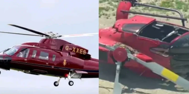 Helicopter crash-lands near restaurant Helicopter crash-lands near restaurant