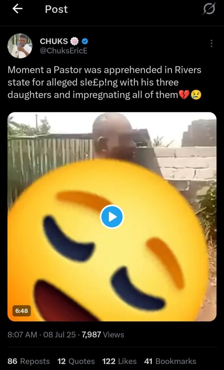 Port Harcourt pastor exposed after impregnating his 3 daughters