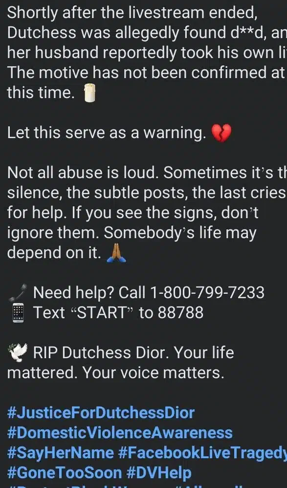 Wife allegedly passes away after disagreement with husband during livestream