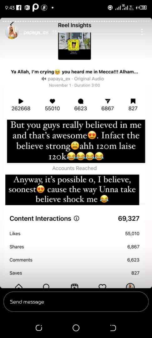 Influencer, Papaya reacts after being called out for flaunting and claiming someone else's house