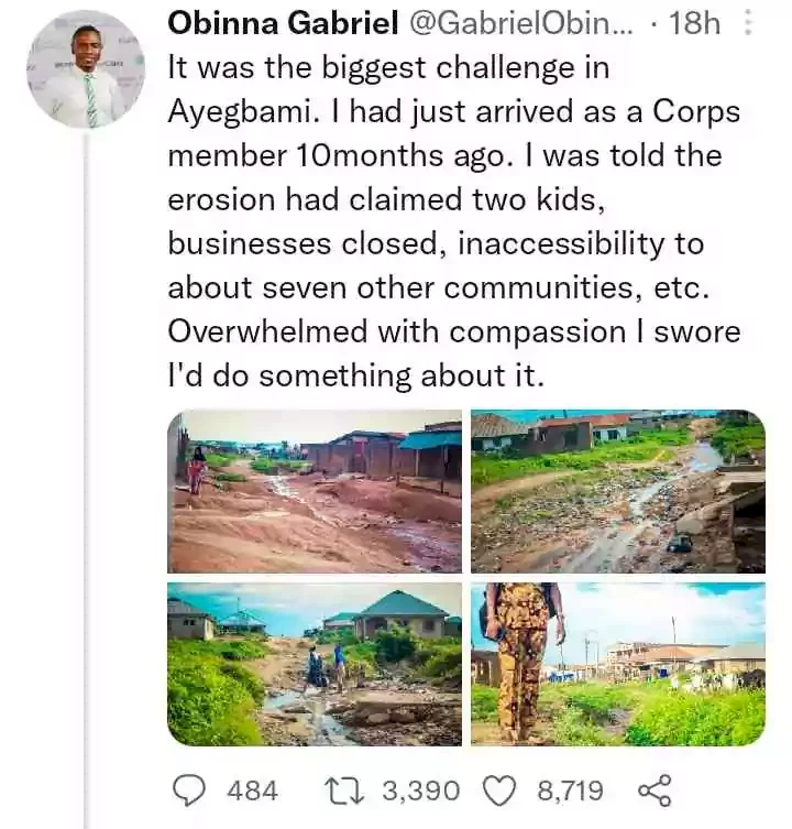 Youth Corper recounts how he brought a road construction project to a community in Kwara where he's serving (Photos)