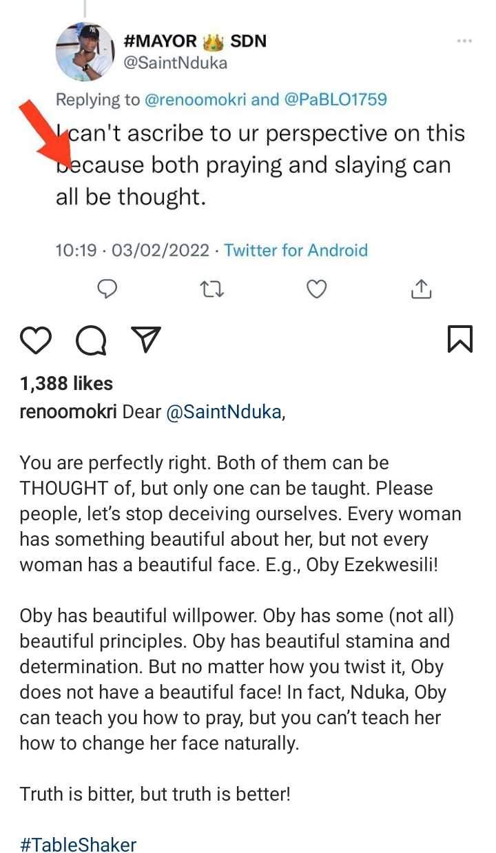 'No matter how you twist it, Oby Ezekwesili does not have a beautiful face' - Reno Omokri says
