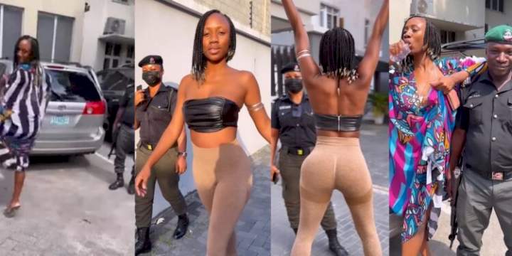 "Can you do this in the US?" - Nigerians lambaste dancer, Korra Obidi for twerking in front of her Police escorts (VIDEO)
