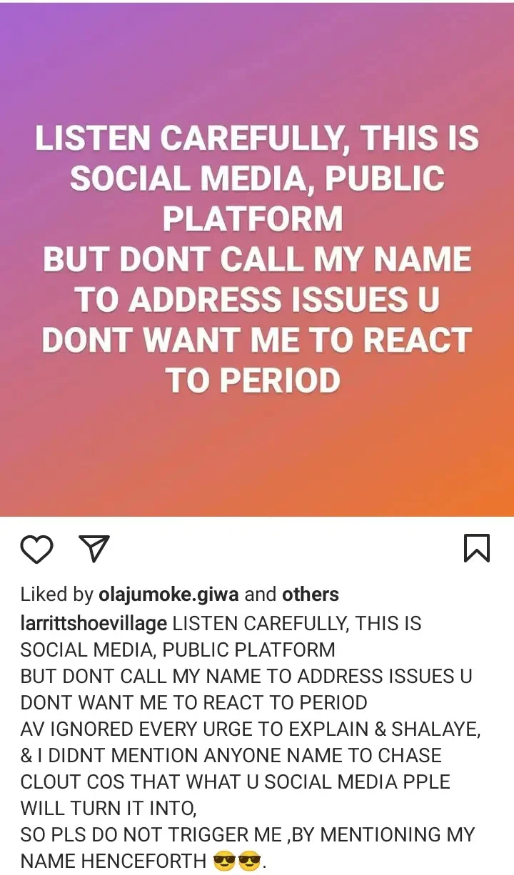 'Please don't trigger me' - Larrit sends stern warning after Mercy Aigbe shared her side of story following public fight