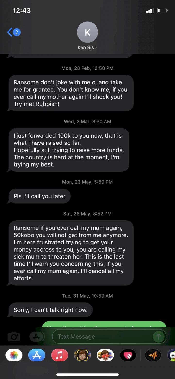 Nigerian man shares messages he received from debtor he loaned N1.5 million