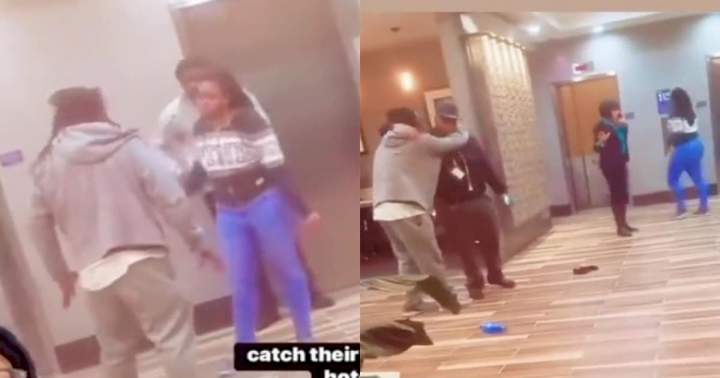 Man breaks down in tears as he catches his girl with another man in hotel (Video)