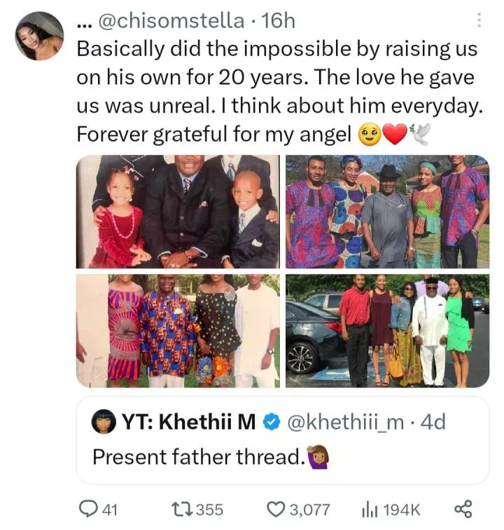 Woman hails her father who did the "impossible" by raising her and her siblings alone for 20 years