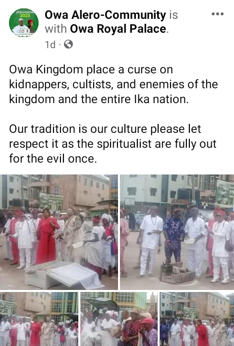 Delta community places curses on cultists and kidnappers (photos)