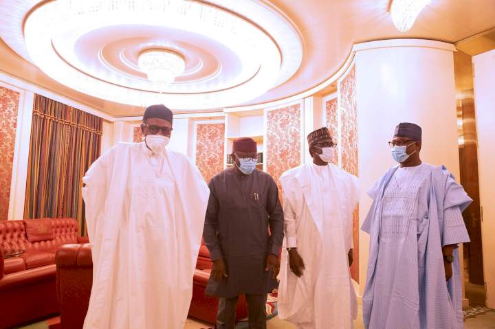 Governors pay President Buhari condolence visit over death of Chief of Army Staff (Photos)