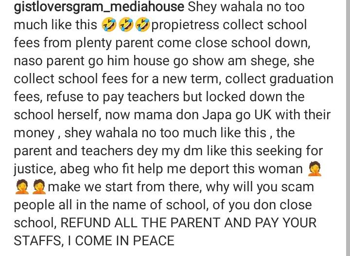 Parents seek justice as proprietress moves to UK after collecting tuition, graduation fees and closing down school (Video)