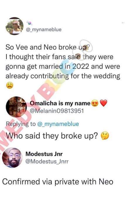 Neo and Vee allegedly part ways