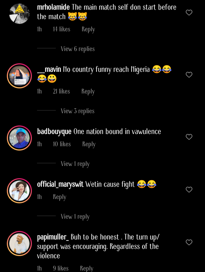 'One nation bound in vawulence' - Watch moment group of individuals engaged in messy fight while the Nigerian national anthem was being recited during World Cup qualifiers