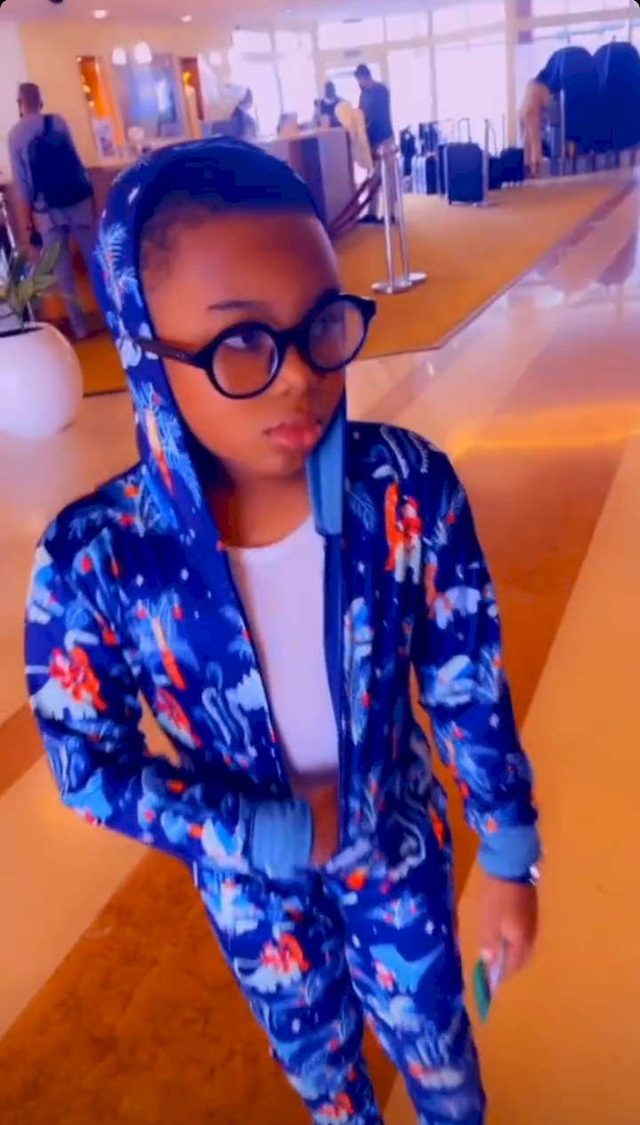 Tonto Dikeh's son, Andre unhappy as they checkout from hotel of N270k per night after lodging for a month (Video)