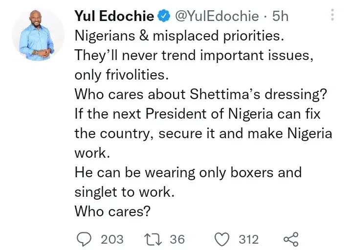 Yul Edochie knocks Nigerian youths participating in Shettima Dressing Challenge