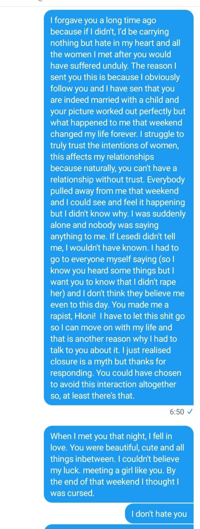 Man falsely accused of rape confronts his accuser years later and shares their chat where she confessed