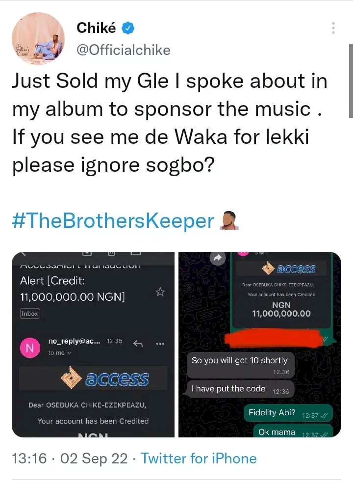 'If you see me trekking, mind your business' - Chiké says as he sells his Benz-GLE to fund music