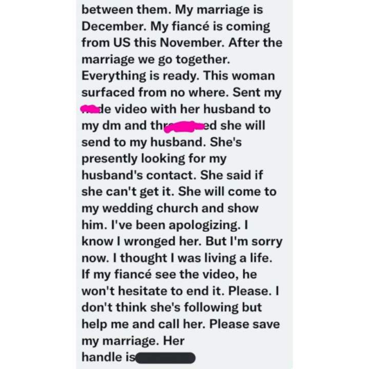 Lady who wrecked a married man's home in the past, cries out as his wife surfaces, few weeks to her wedding