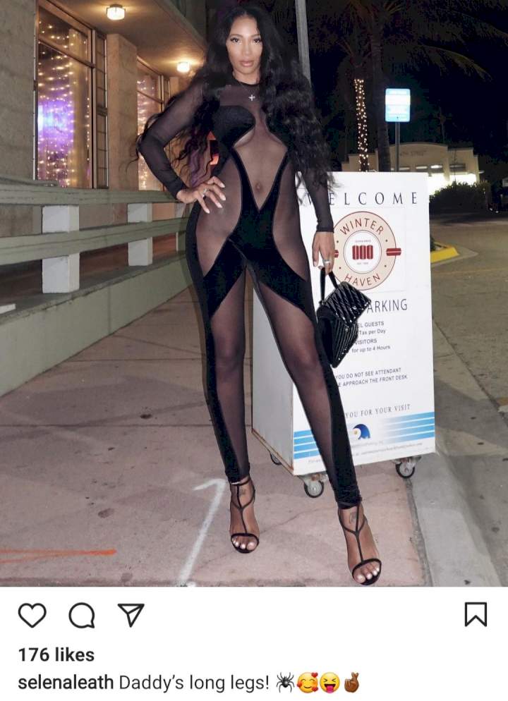 Runtown's baby's mother leaves little to the imagination as she steps out in see-through jumpsuit