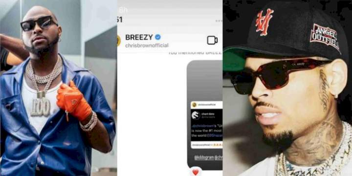 Davido shares chat with Chris Brown following recent achievement