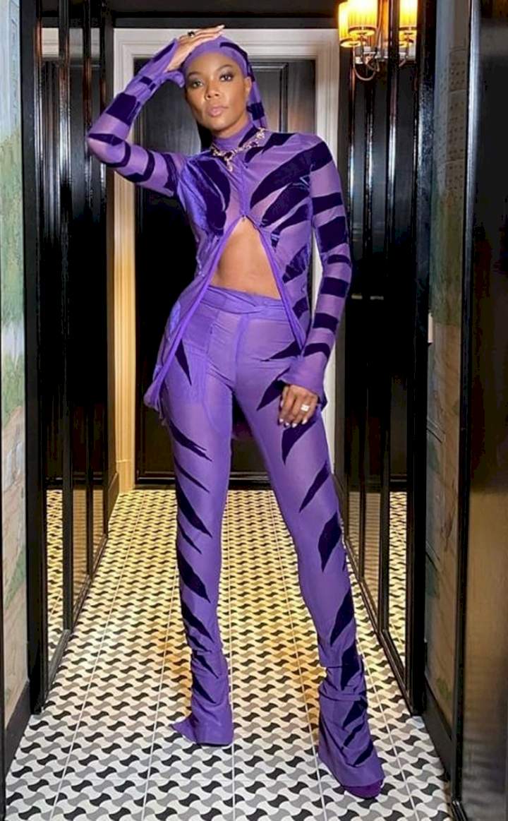 Purple monotone look photo Gabrielle Union