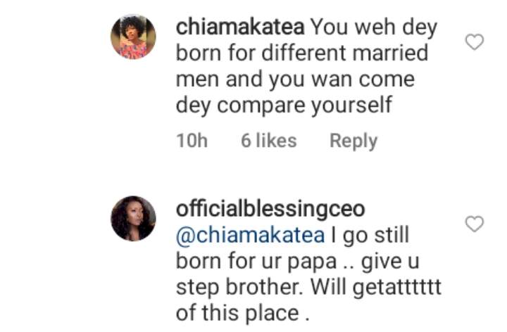 'I go still born for your Papa' - Blessing Okoro tackles troll who accused her of giving birth to kids for different married men