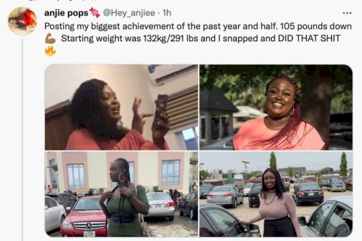 Lady shares massive body transformation that took a year and half (Photos)