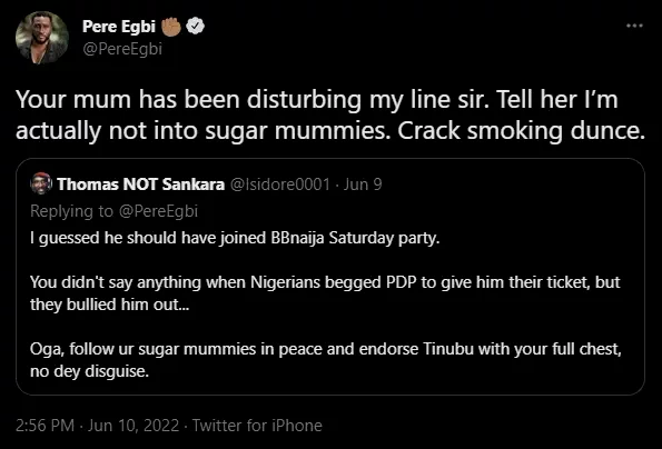 Pere rubbishes troll who faulted his opinion about Peter Obi's chosen party