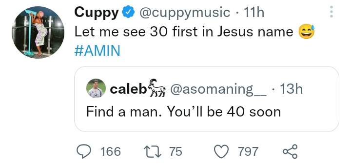 'Find a man, you'll be 40 soon' - Ageist tells Cuppy, she replies