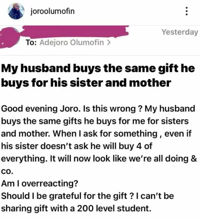 Married woman seeks advice over husband who treats her equally with extended family
