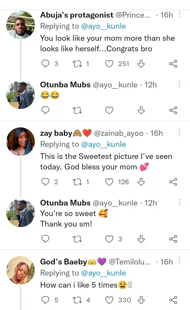'He served twice' - Reactions as corper shares adorable throwback with mum