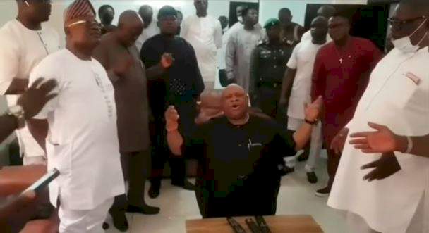 'These men are thinking of their stomach' - Georgina Onuoha reacts to praise and worship video of Davido's uncle, Sen. Ademola Adeleke with friends